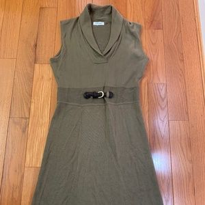 Calvin Klein tan sleeveless dress with brown belt